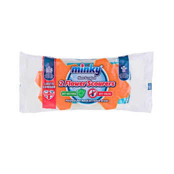 Minky Anti-Bac Antigrease Scourers Flower Pack 2