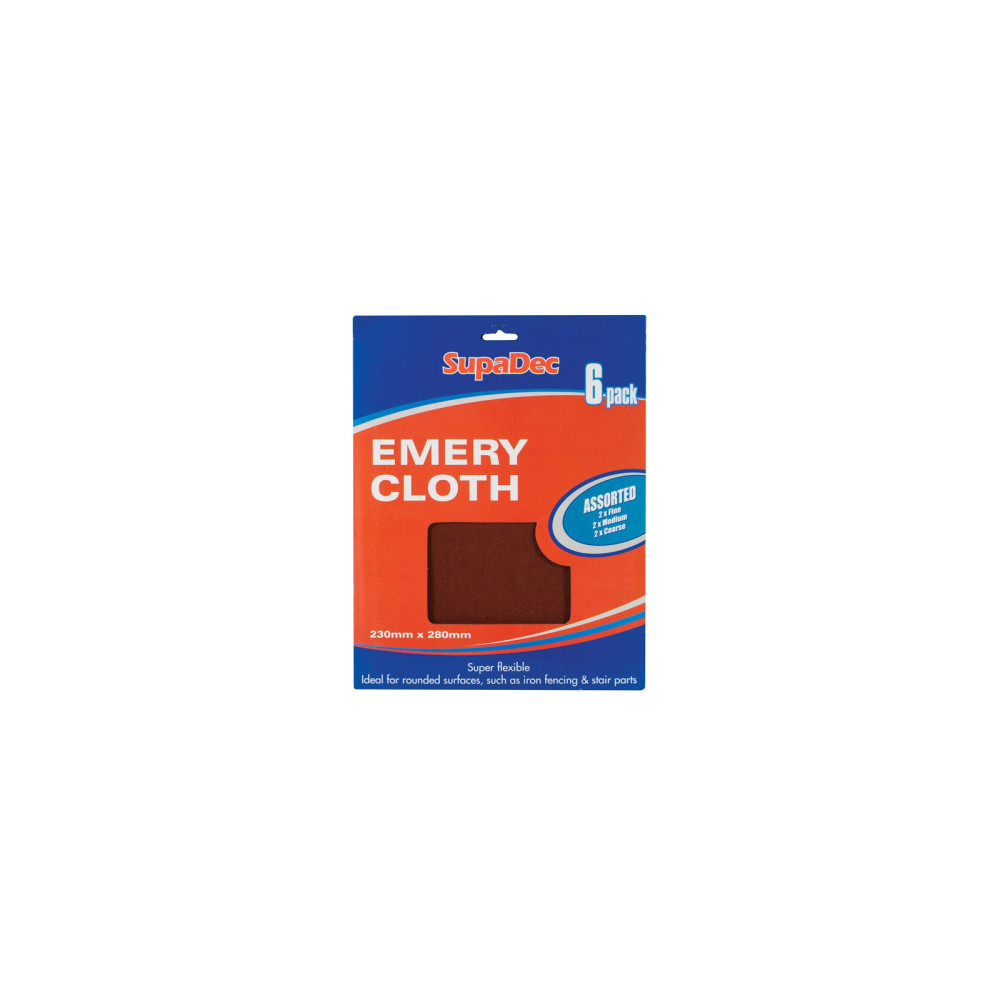 SupaDec Emery Cloth Pack 6 Assorted
