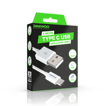Daewoo 3m USB-A To USB-C Cable 2a - Ultra Fast Charge 5v