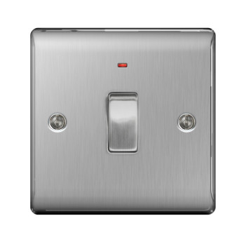 BG Brushed Steel Dp Switch Neon 20a