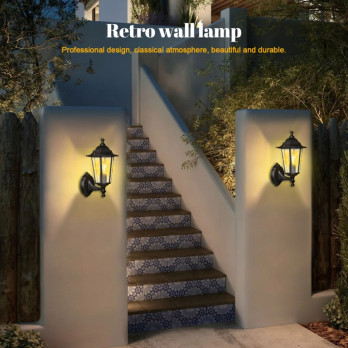 Extrastar Outdoor Vintage Wall Light W/E27 L/H Black