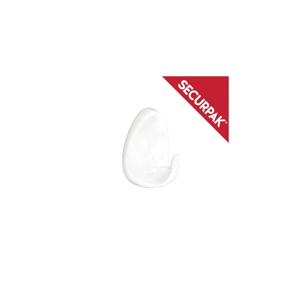 Securpak White Oval Adhesive Hook Large Pack 2