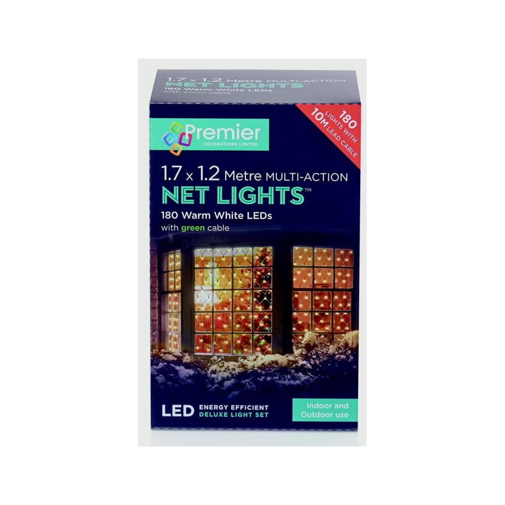 Premier Multi-Action LED Net Lights 180 LED 1.7 x 1.2m Warm White