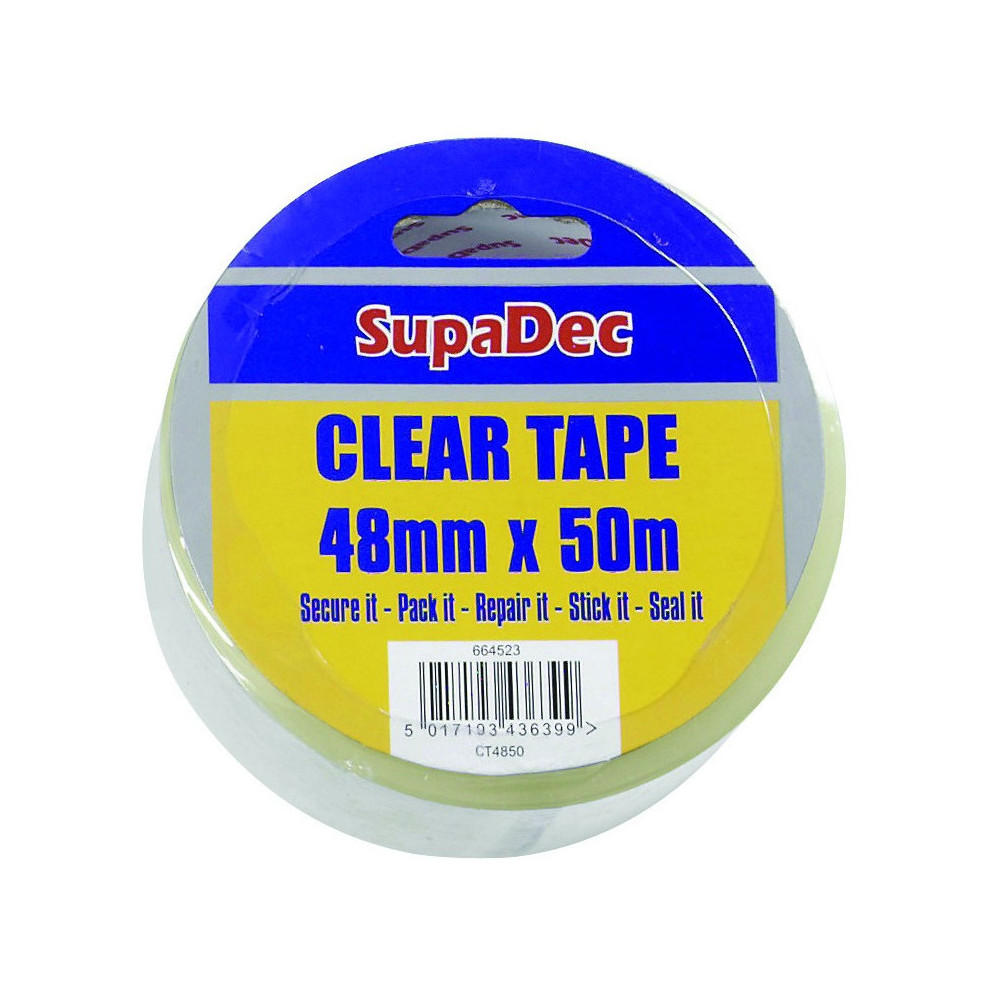 SupaDec Clear Tape Single Roll 48mm x 50m