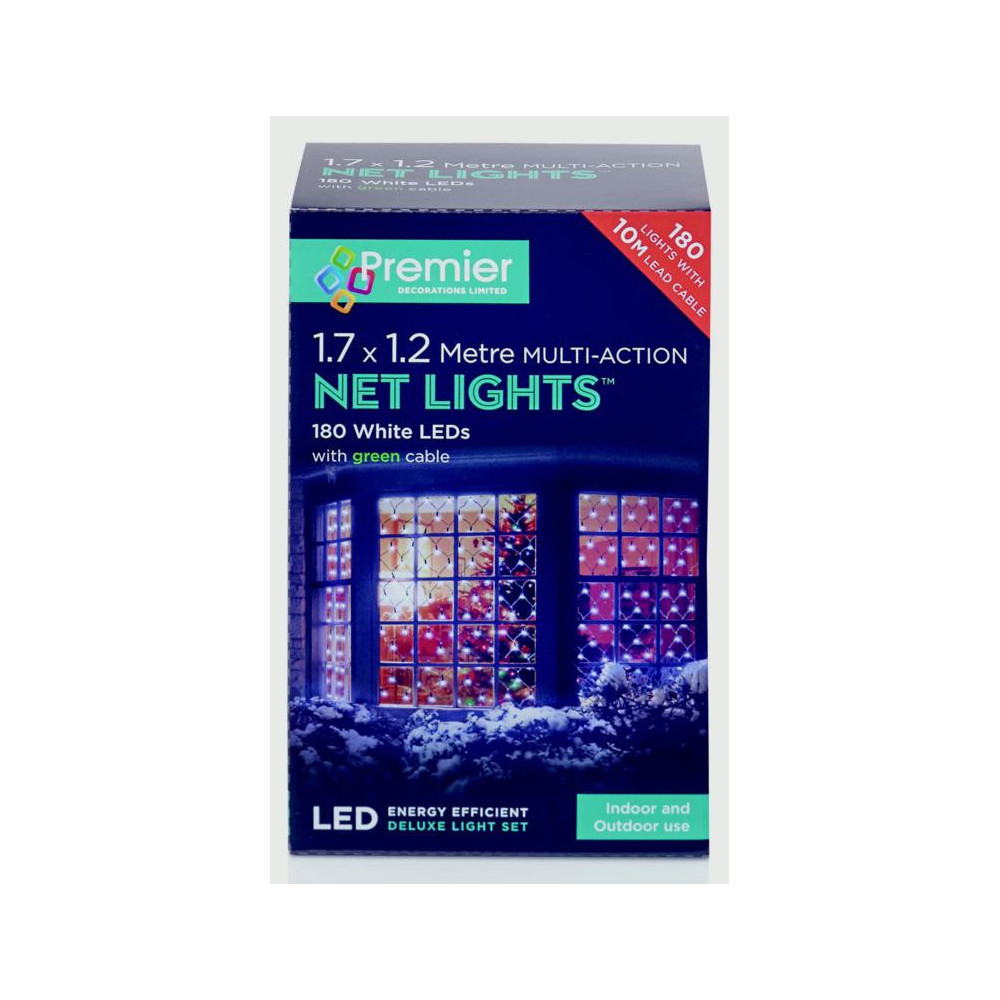 Premier Multi-Action LED Net Lights 180 LED 1.7 x 1.2m White