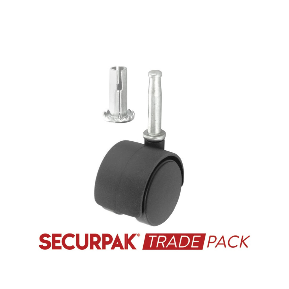 Securpak Twin Wheel Castors Stem 40mm 2 Pack