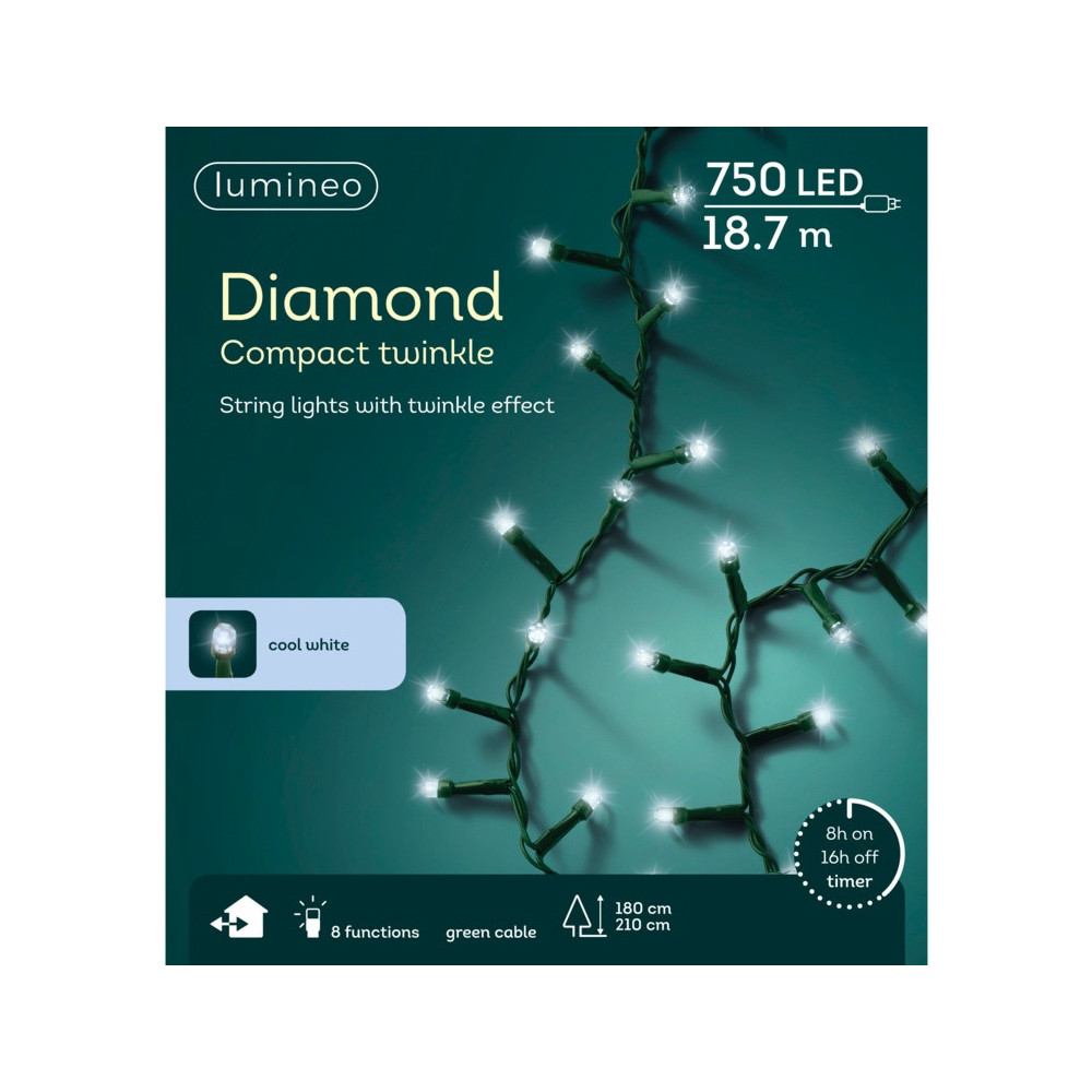 Kaemingk 750 LED Diamond Compact Twinkle Lights 1870cm Cool White
