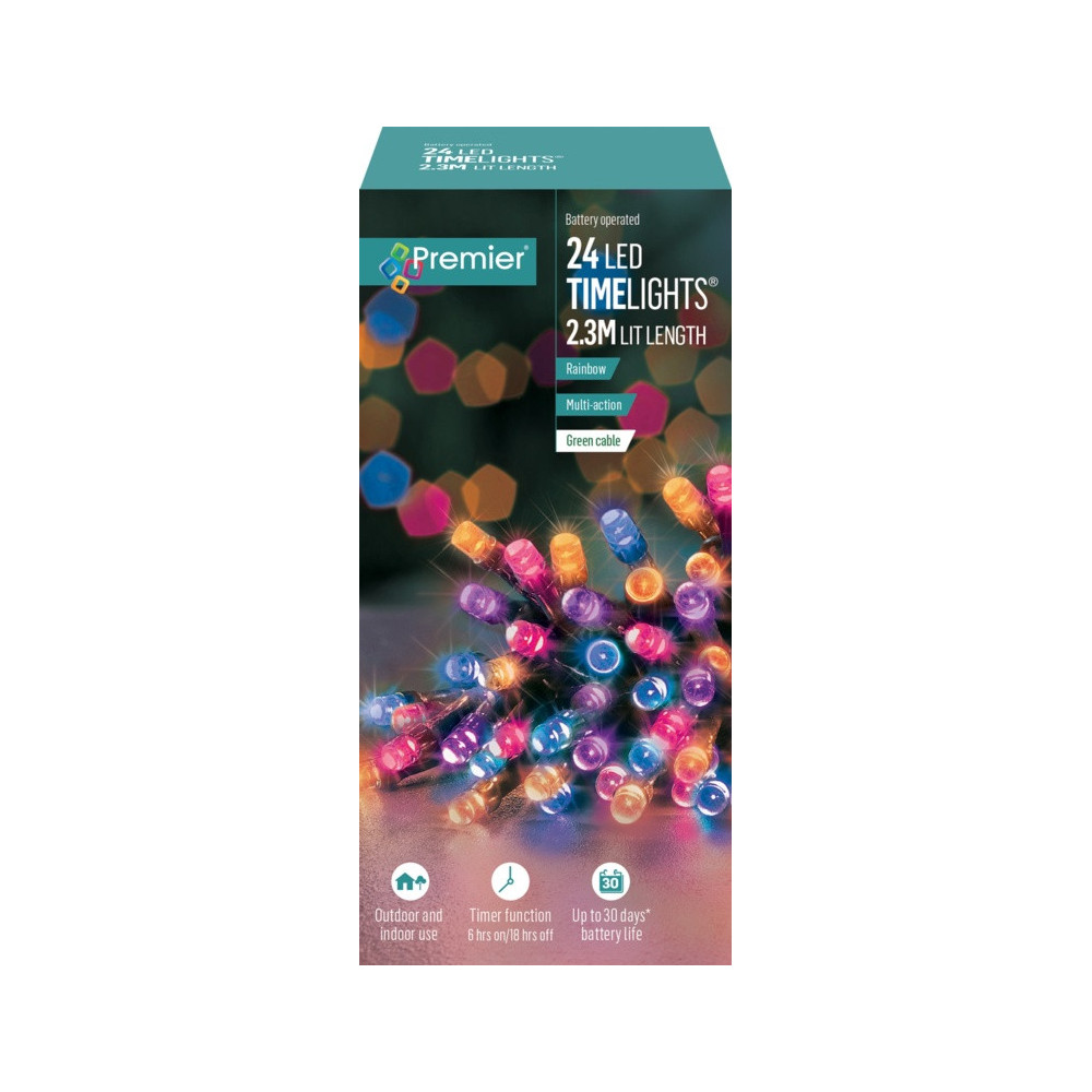 Premier 24 LED Multi Action Battery Operated TIMELIGHTS™ Rainbow