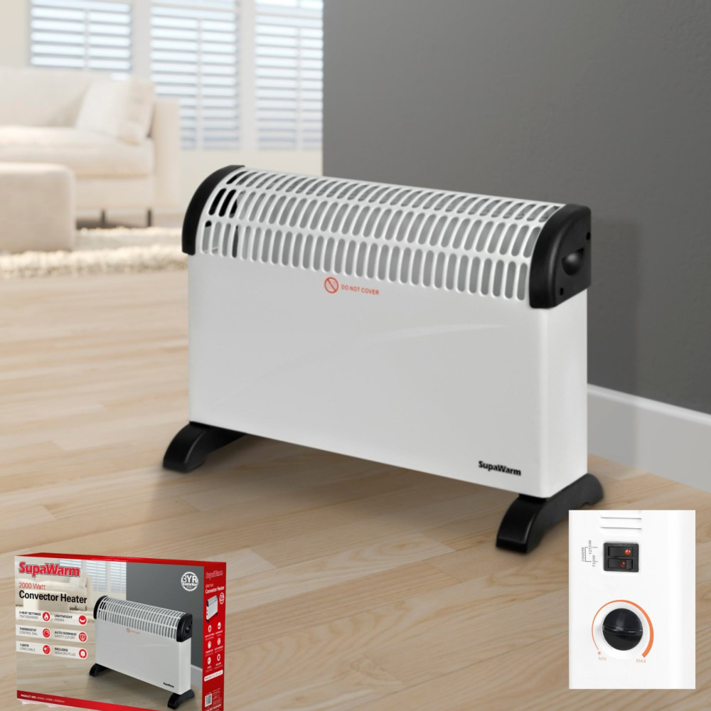 SupaWarm Convector Heater 2000w Size: 535mm(w)x200mm(d)x385mm(h)