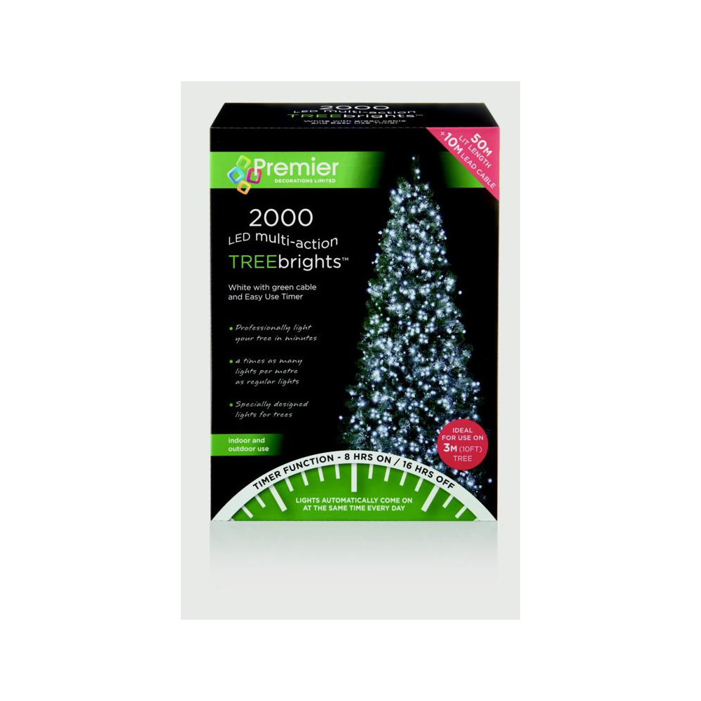 Premier 2000 LED Multi Action Treebrights With Timer White/Green