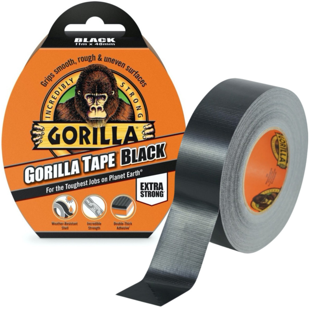 Gorilla Tape Black 32m Roll - double thick adhesive