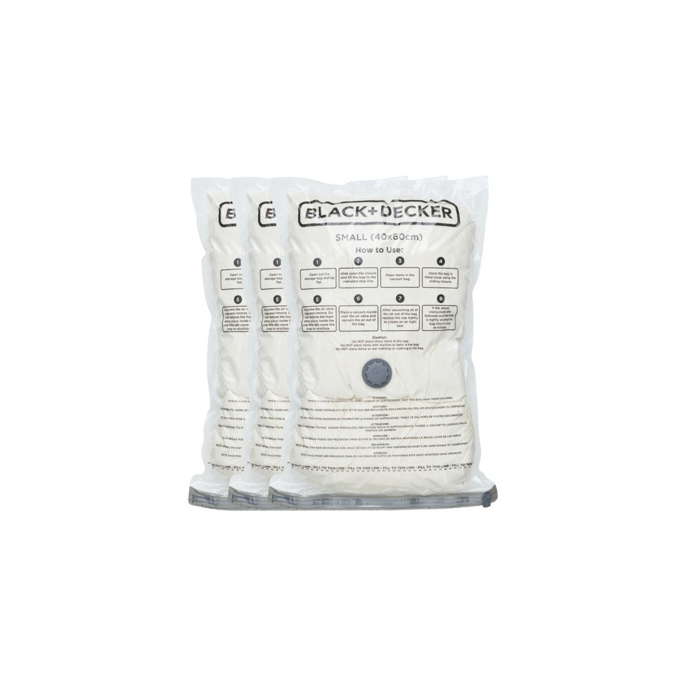 Black & Decker Vacuum Storage Bags Small 3 Pack - Pull Zip Lock & Waterproof