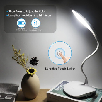 Extrastar Rechargable Dimmable Desk Lamp With USB 3w White