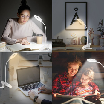 Extrastar Clip On Dimmable Desk Lamp With USB 3w White