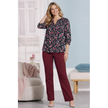 Floral Print Blouse with Elasticated Cuf - viscose & nylon breathable fabric