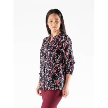 Floral Print Blouse with Elasticated Cuf - viscose & nylon breathable fabric