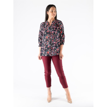 Floral Print Blouse with Elasticated Cuf - viscose & nylon breathable fabric
