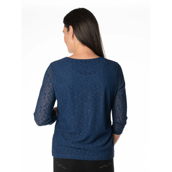 Round neck lace top with 3/4 sleeve - Neckline with Lace Detail