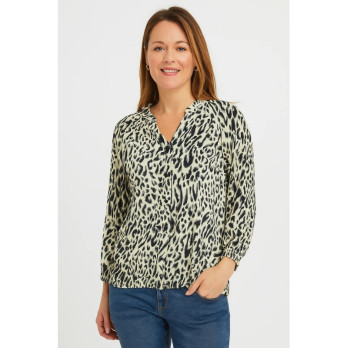 Animal Print Elasticated Bottom Blouse - Elasticated bottom hem