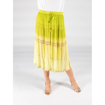 Lime Ombre skirt with embroidery and lace trim elasticated waist and tie 29 inch