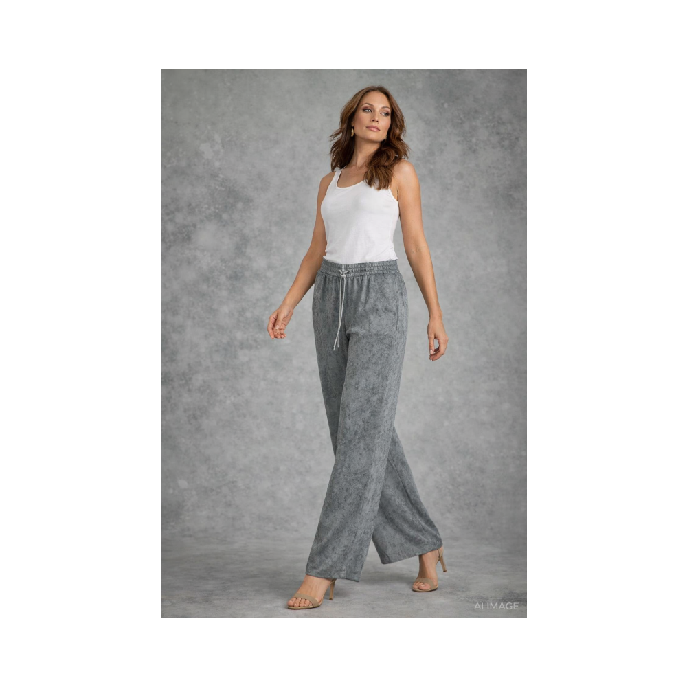 Grey Wide Leg Elasticated Trouser - 100% polyester smooth finish