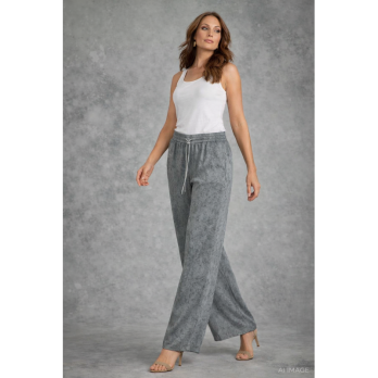 Grey Wide Leg Elasticated Trouser - 100% polyester smooth finish