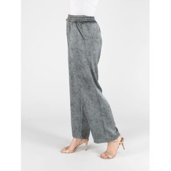 Grey Wide Leg Elasticated Trouser - 100% polyester smooth finish