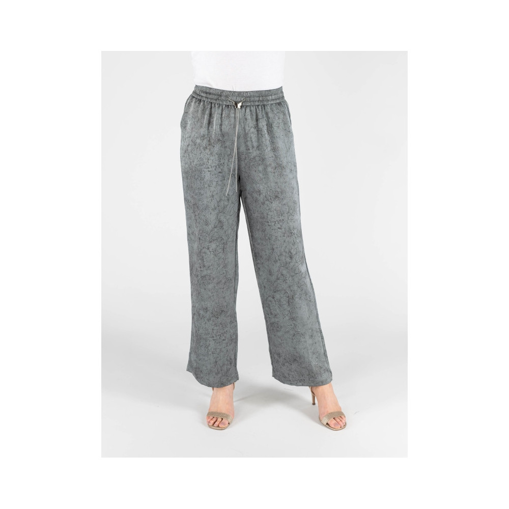 Grey Wide Leg Elasticated Trouser - 100% polyester smooth finish