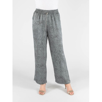 Grey Wide Leg Elasticated Trouser - 100% polyester smooth finish