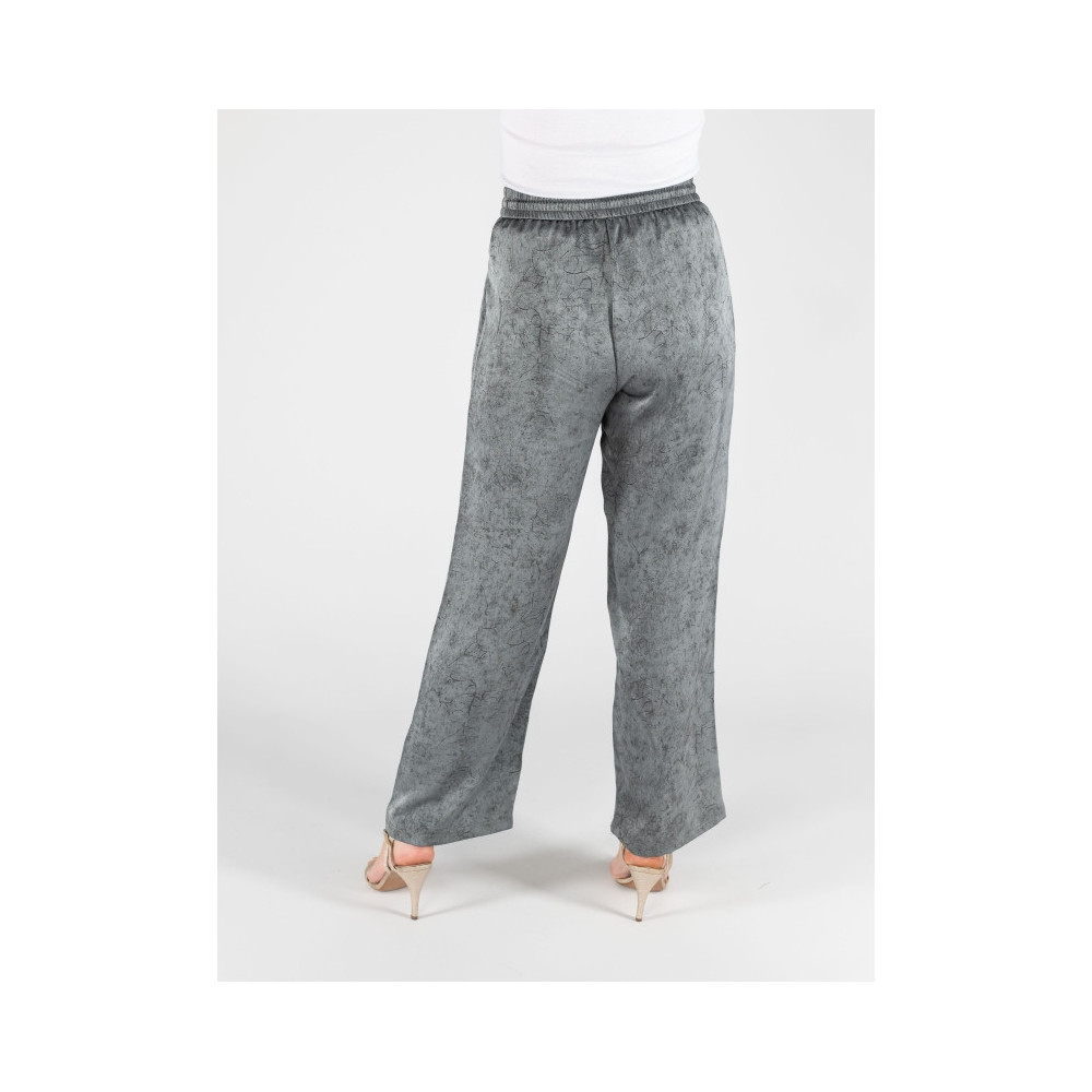 Grey Wide Leg Elasticated Trouser - 100% polyester smooth finish