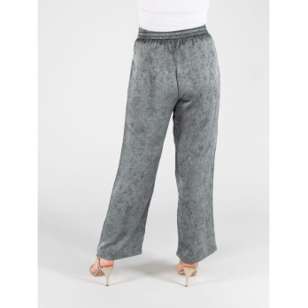 Grey Wide Leg Elasticated Trouser - 100% polyester smooth finish