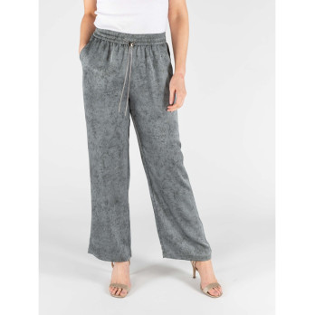 Grey Wide Leg Elasticated Trouser - 100% polyester smooth finish