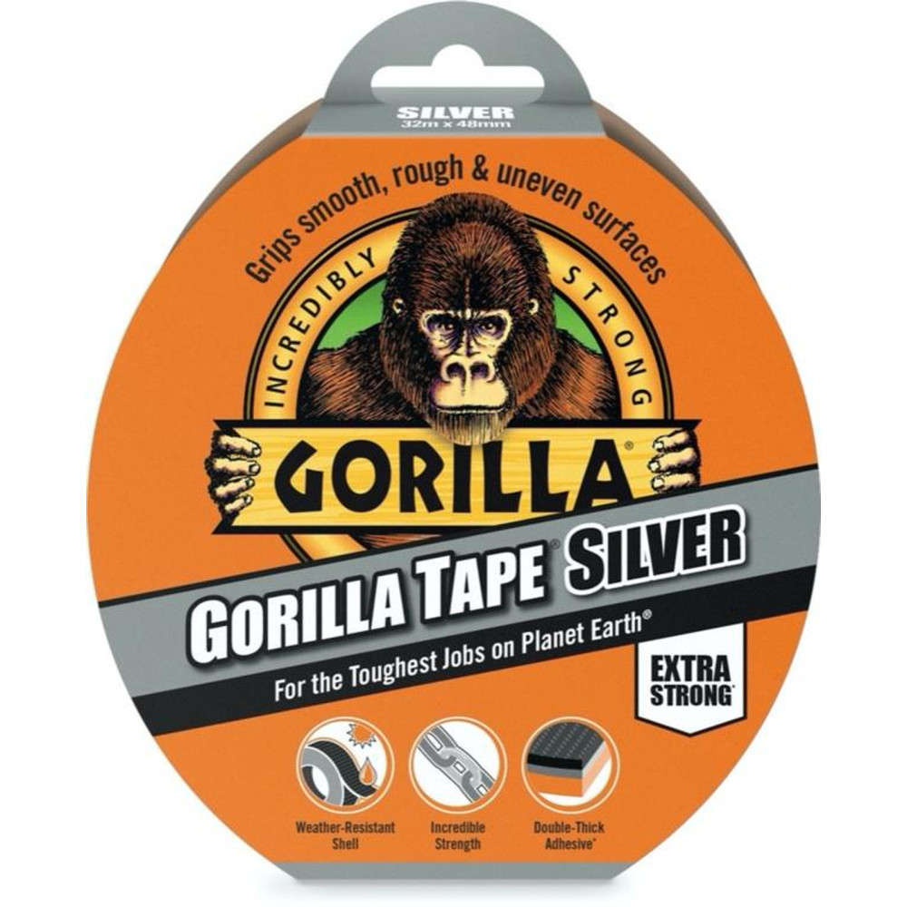 Gorilla Tape Silver 48mm x 32m - Weather-Resistant Shell