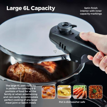Tower Pressure Cooker 22cm 6L - Dishwasher safe - Locks in Nutrients and Vitamins