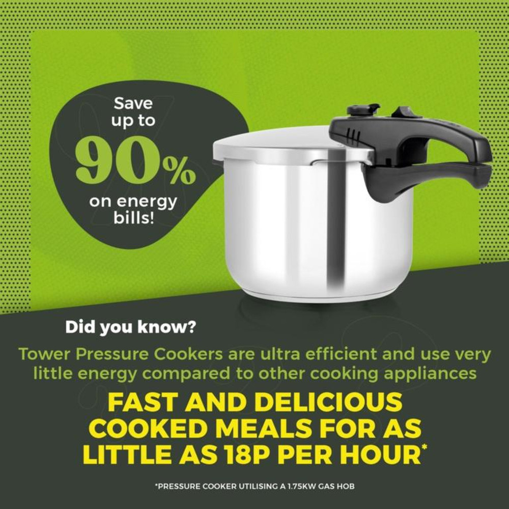 Tower Pressure Cooker 22cm 6L - Dishwasher safe - Locks in Nutrients and Vitamins