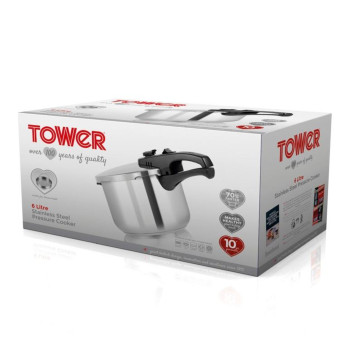 Tower Pressure Cooker 22cm 6L - Dishwasher safe - Locks in Nutrients and Vitamins