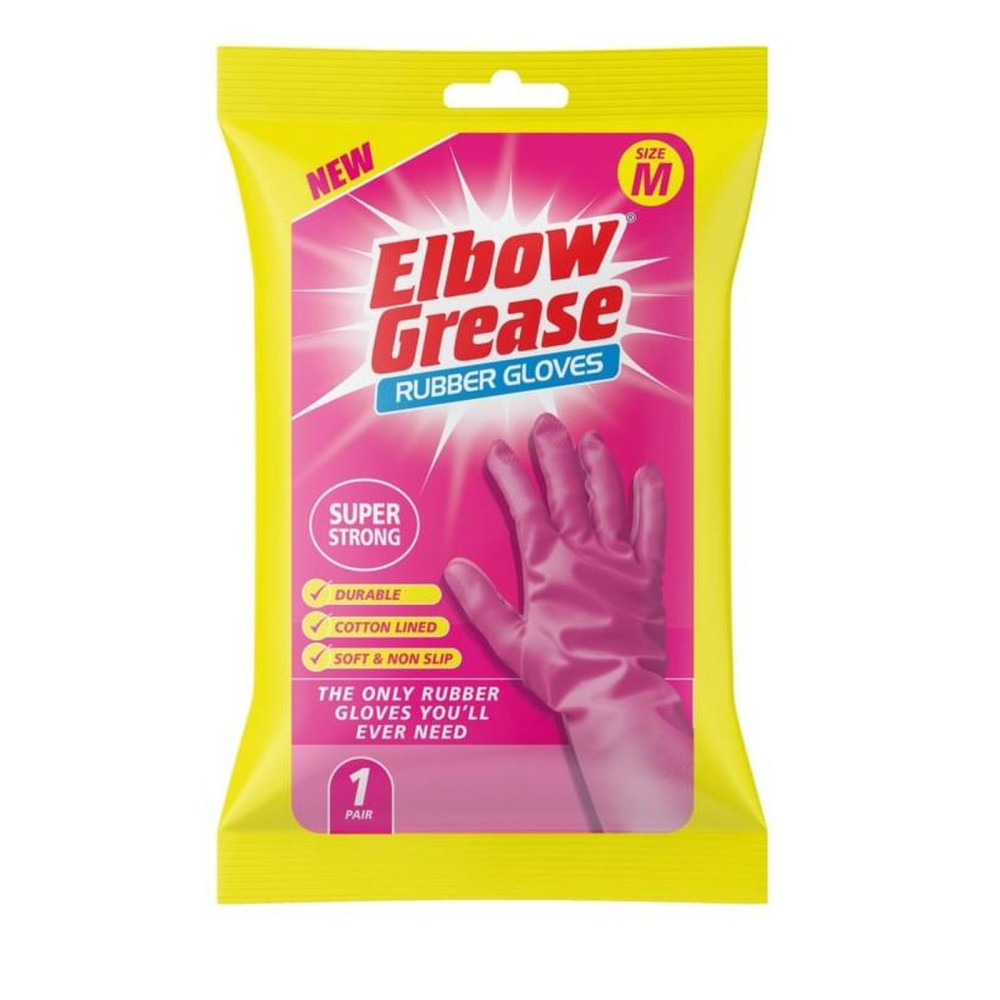 Elbow Grease Pink Super Strong Rubber Gloves Medium