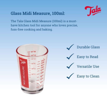 Tala Glass Midi Measure 100ml - Ideal for Small-Scale Liquids or Dry Ingredients