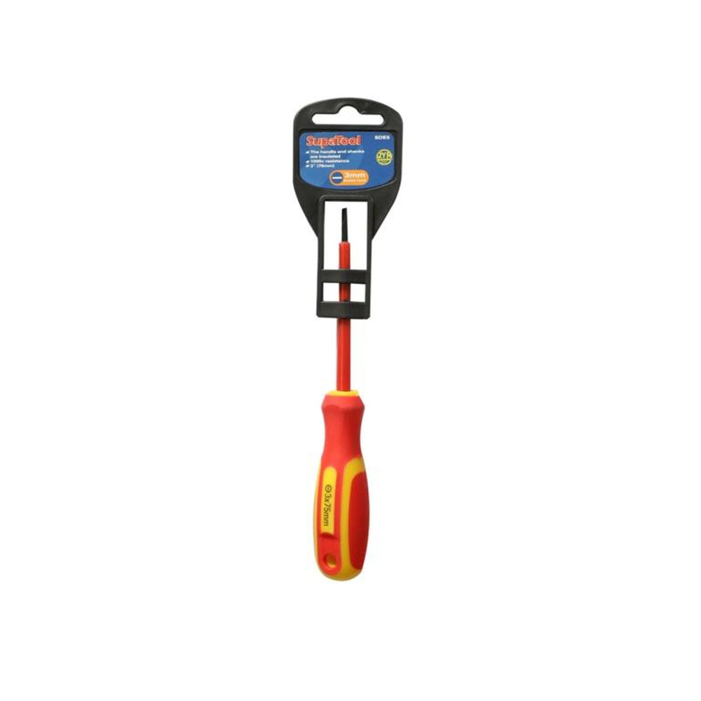SupaTool Electrical Slotted Screwdriver 75mm - Precision Flat Head Electrician Hand Tool