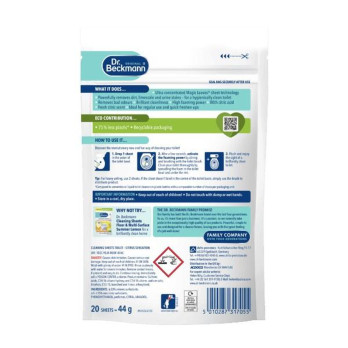Dr Beckmann Toilet Cleaning Leaves 20 Sheets Citrus Sensation - For dirt, limescale & urine stains