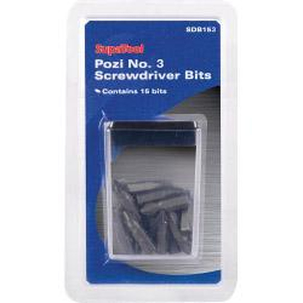 SupaTool Pozi No.3 Screwdriver Bits – 15 Piece PZ3 Bit Set in Dispenser for DIY & Power Tools