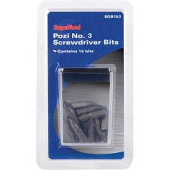 SupaTool Pozi No.3 Screwdriver Bits – 15 Piece PZ3 Bit Set in Dispenser for DIY & Power Tools