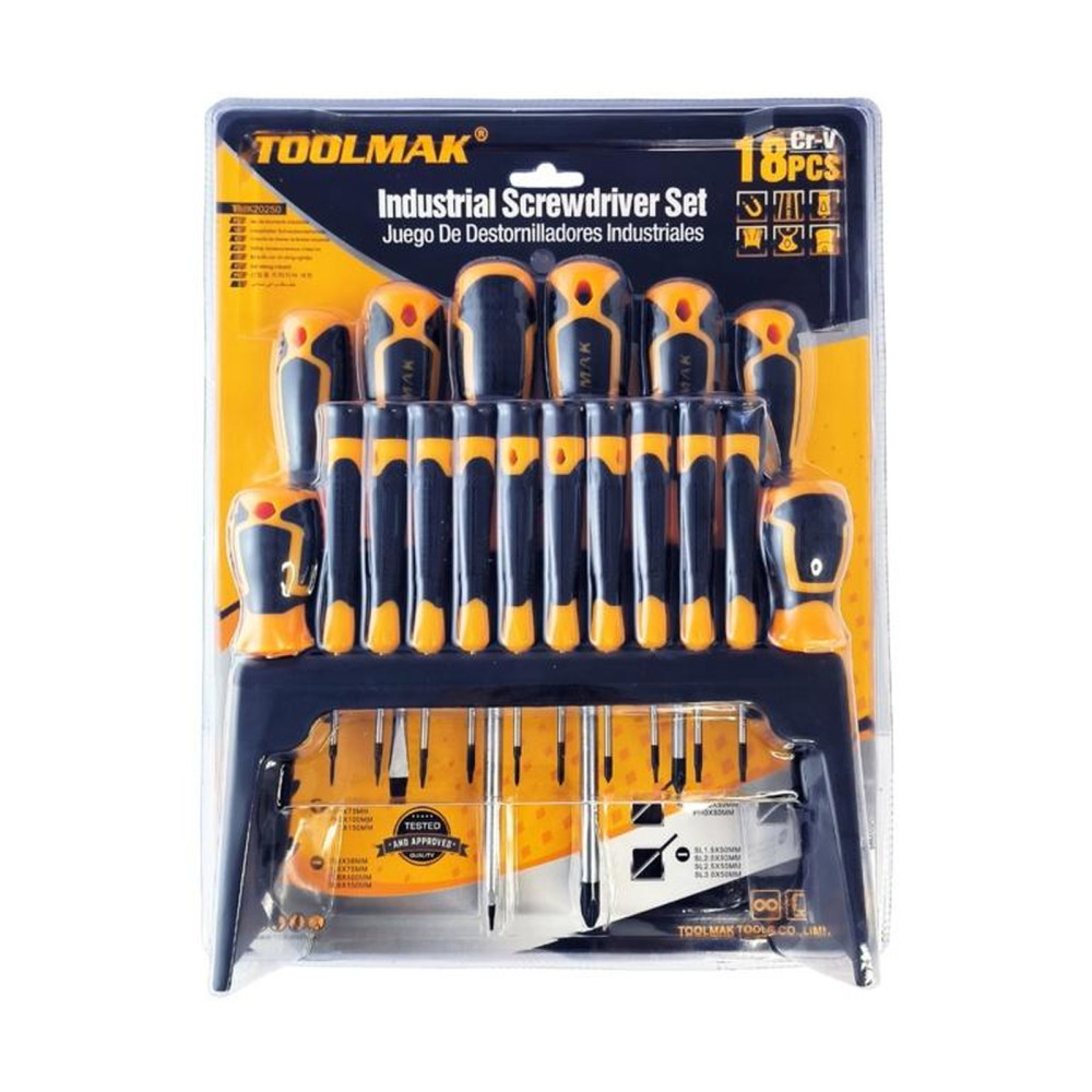 Toolmak 18 Piece Screwdriver Set – Versatile Screwdriver & Bit Kit for DIY, Repairs & Workshop Use