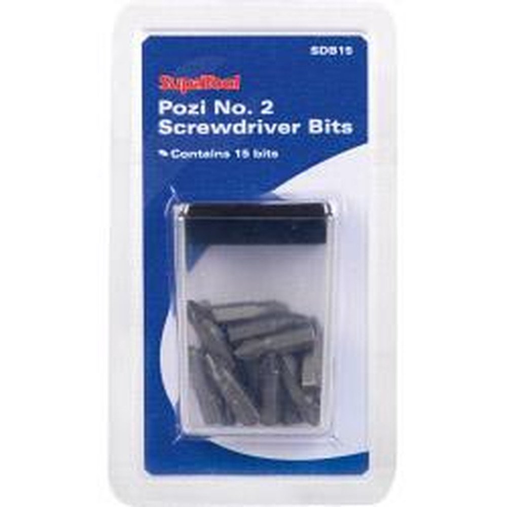 SupaTool Pozi No.2 Screwdriver Bits 15 Piece – Durable Set with Storage Dispenser for DIY & Repairs