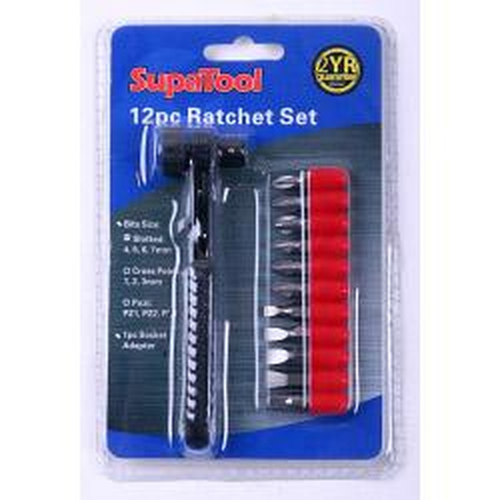 SupaTool Ratchet Screwdriver 12 Piece – Multi Bit Ratcheting Screwdriver Set