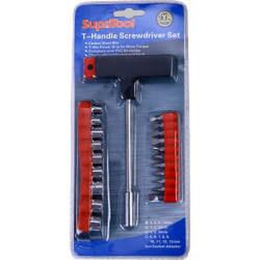 SupaTool T-Handle Screwdriver Set – Multi Bit T-Bar Driver with Sockets