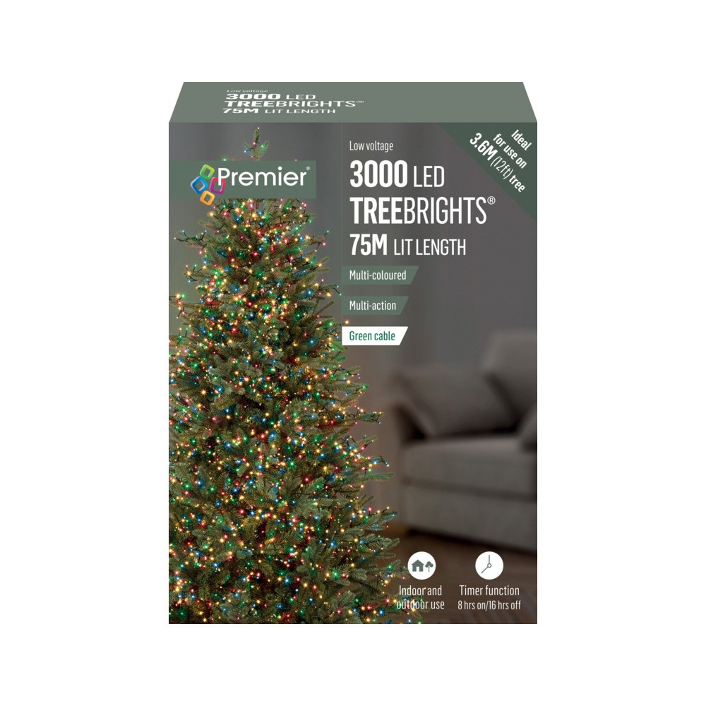 Premier 3000 LED Multi Action Treebrights With Timer Multi/Green