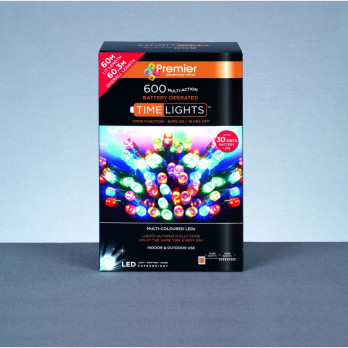 Premier 600 LED Multi Action Battery Operated TIMELIGHTS™ Warm White/Green