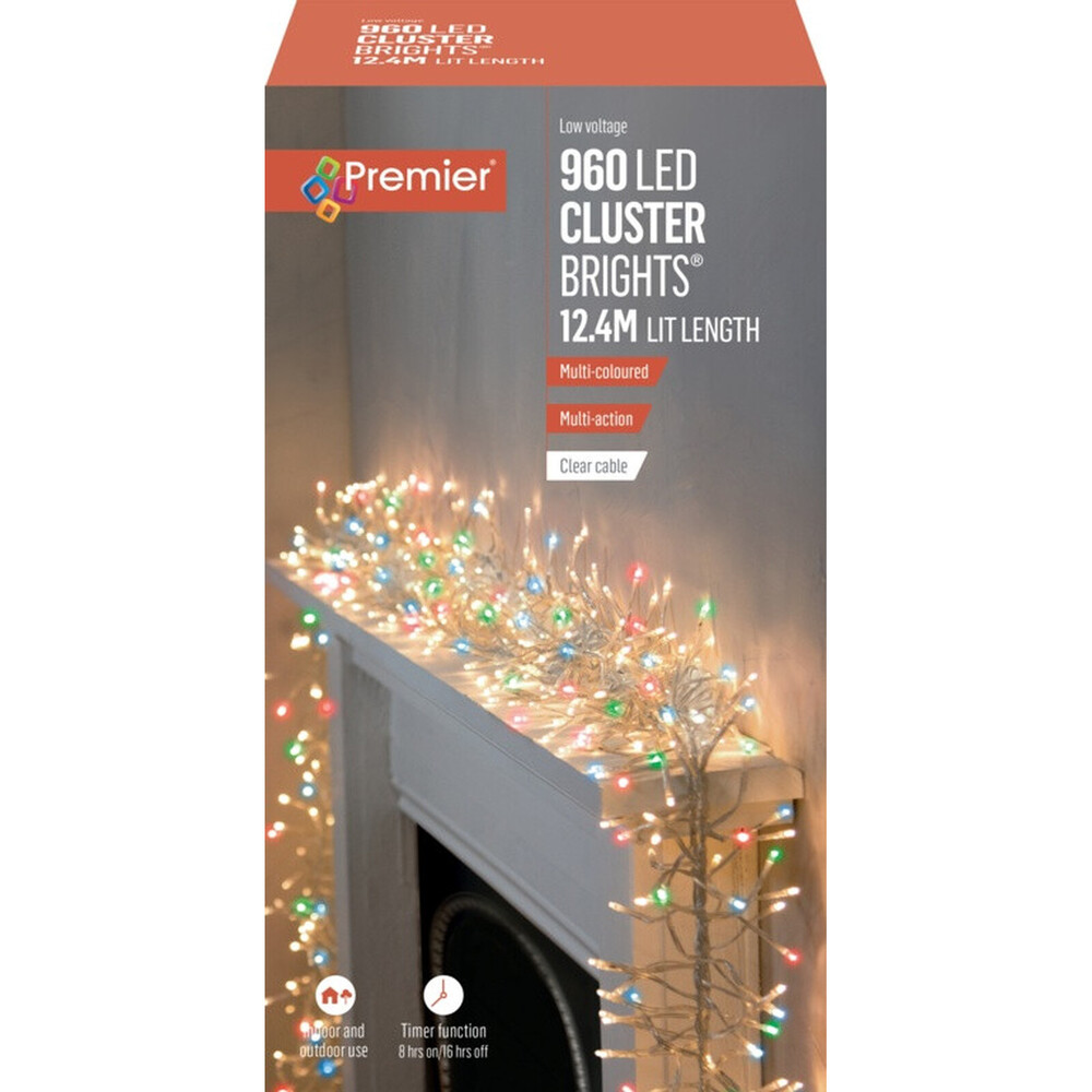 Premier 960 LED Multi Action Cluster Brights With Timer Multi/Clear