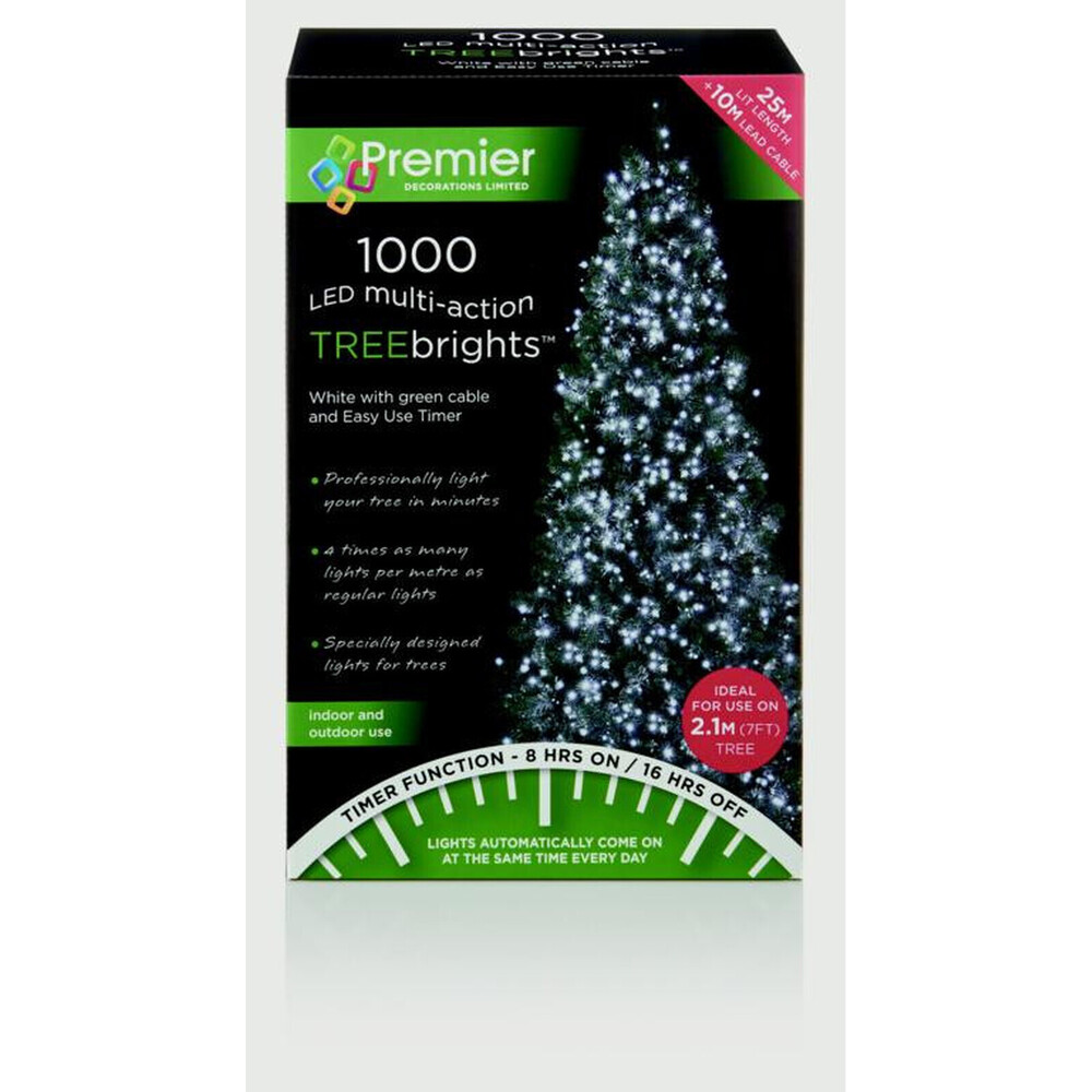 Premier 1000 LED Multi Action Treebrights With Timer - Energy Efficient, Long Lasting, Indoor/Outdoor Decorative Lights